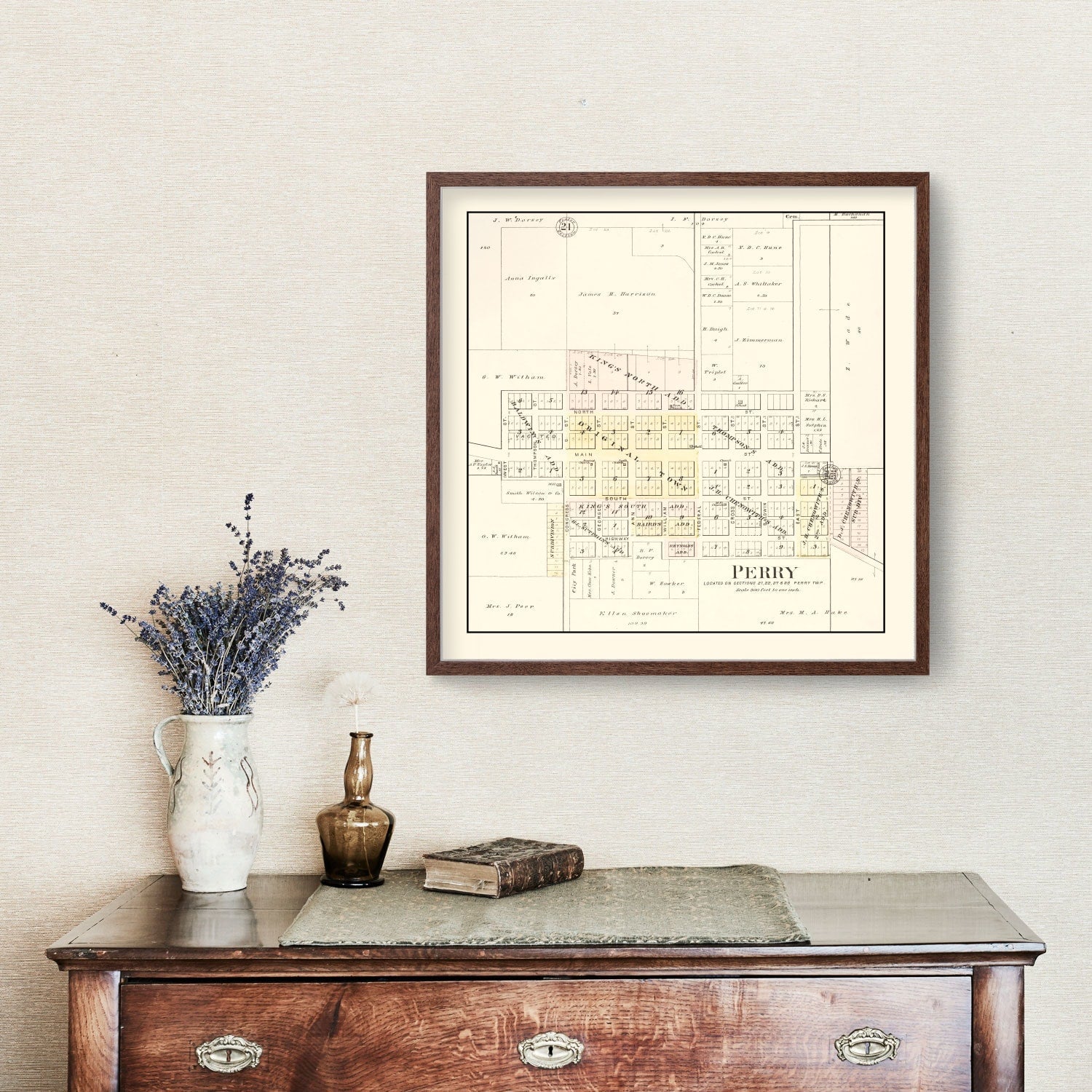 Vintage Map of Perry, Illinois 1895
