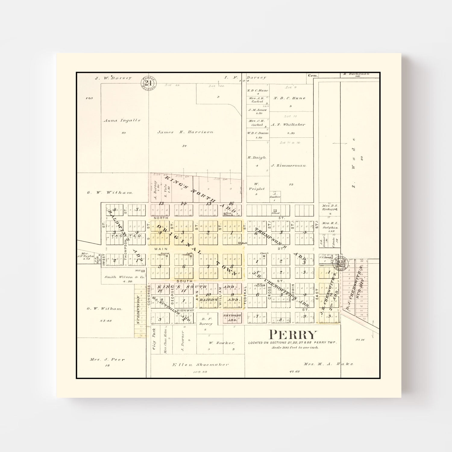 Vintage Map of Perry, Illinois 1895