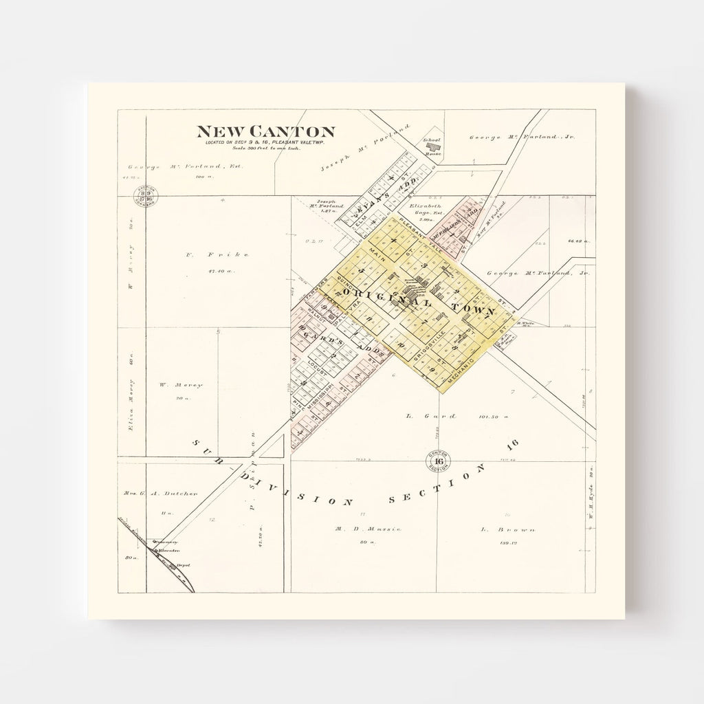 Vintage Map of New Canton, Illinois 1895
