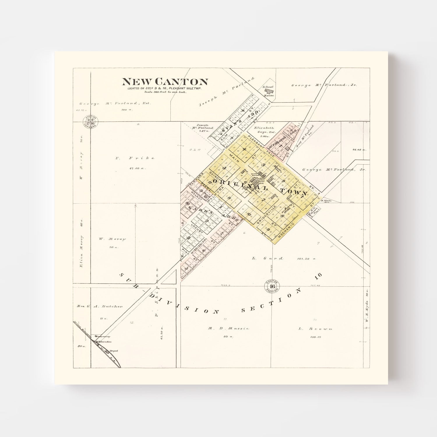 Vintage Map of New Canton, Illinois 1895