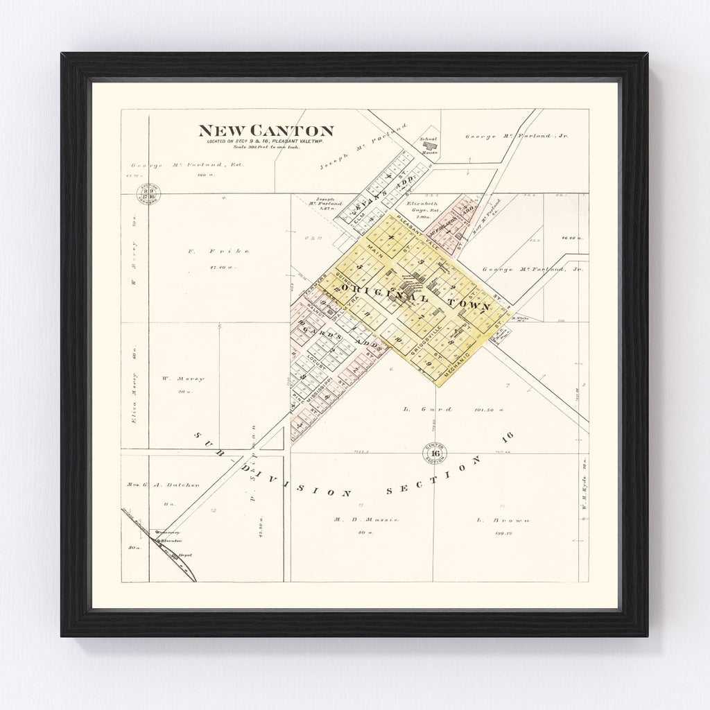 Vintage Map of New Canton, Illinois 1895