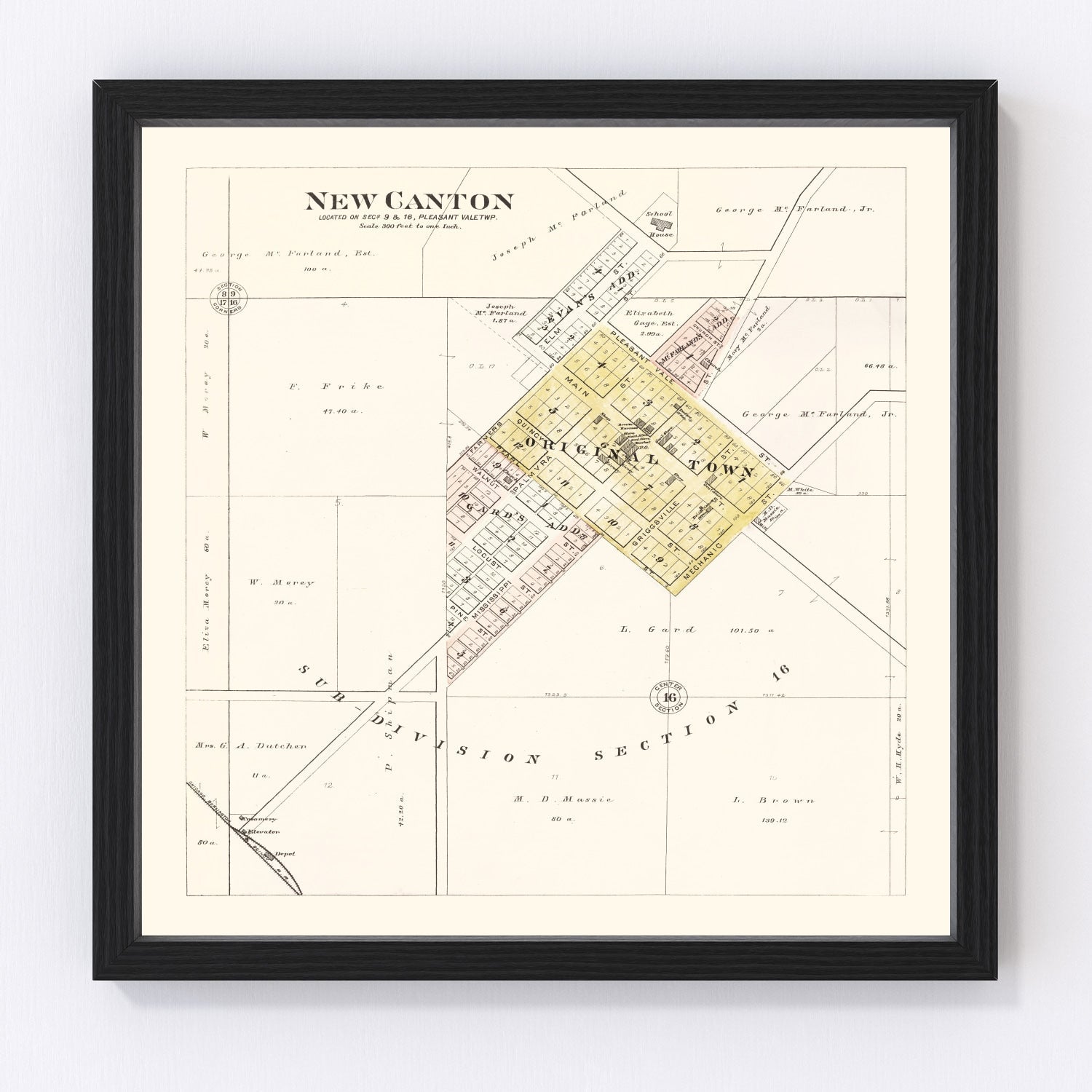 Vintage Map of New Canton, Illinois 1895