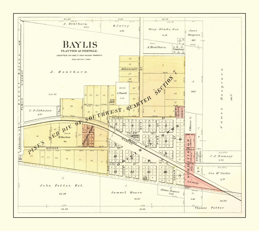 Vintage Map of Baylis, Illinois 1895