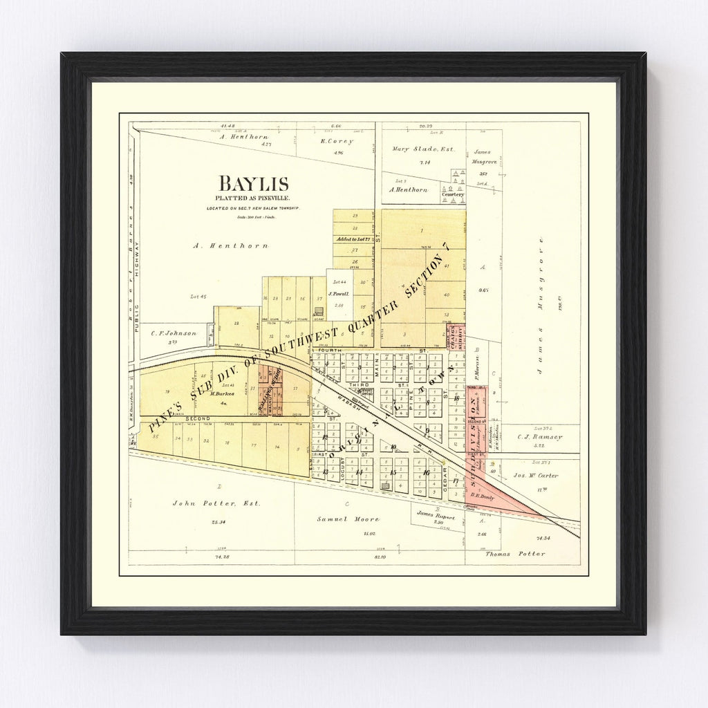 Vintage Map of Baylis, Illinois 1895