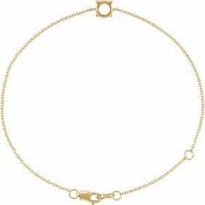 14K Yellow Gold 4 mm Round Solitaire 6 1/2-7-1/2" Bracelet