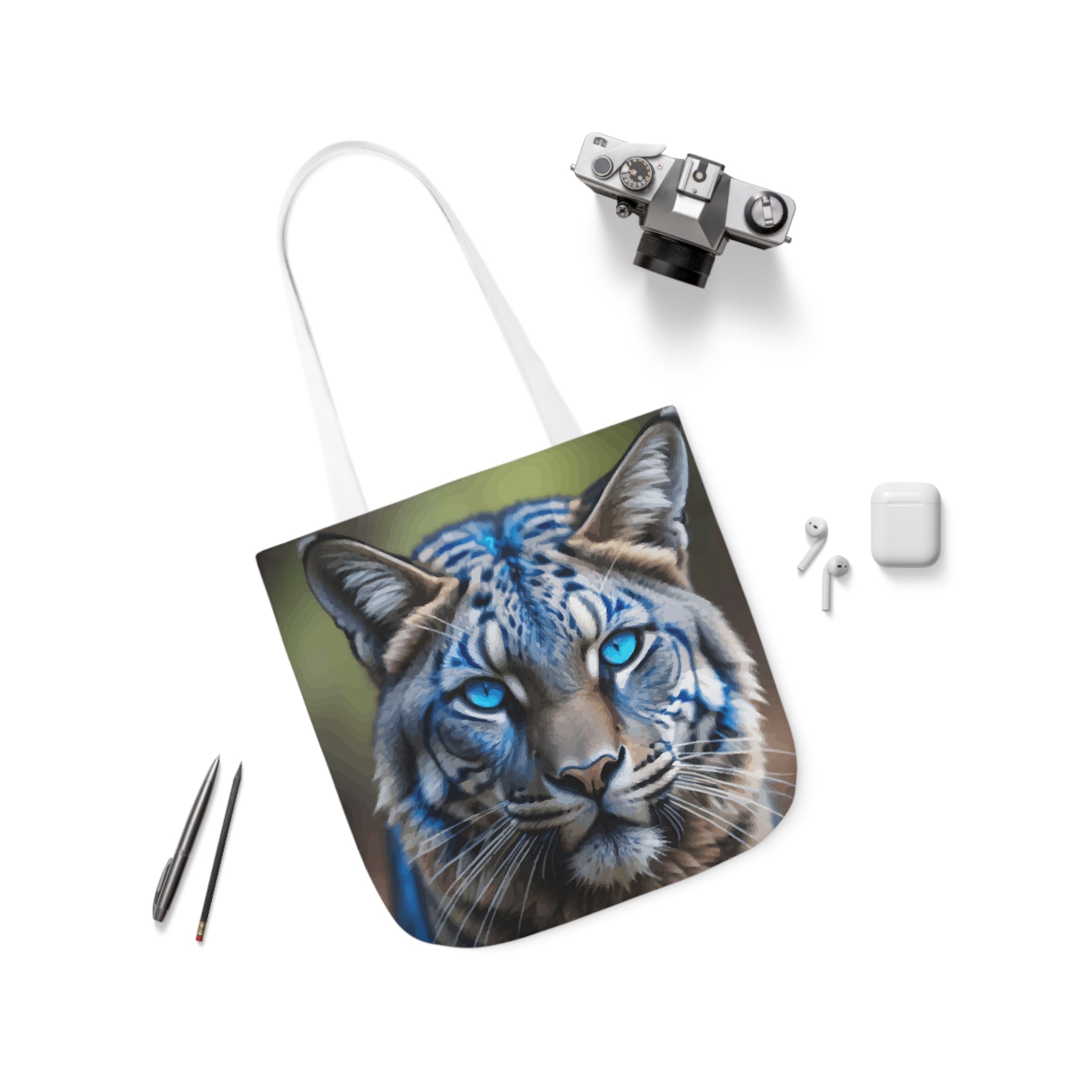 Blue Wildcat Canvas Tote Bag with 5 Strap Color Choices