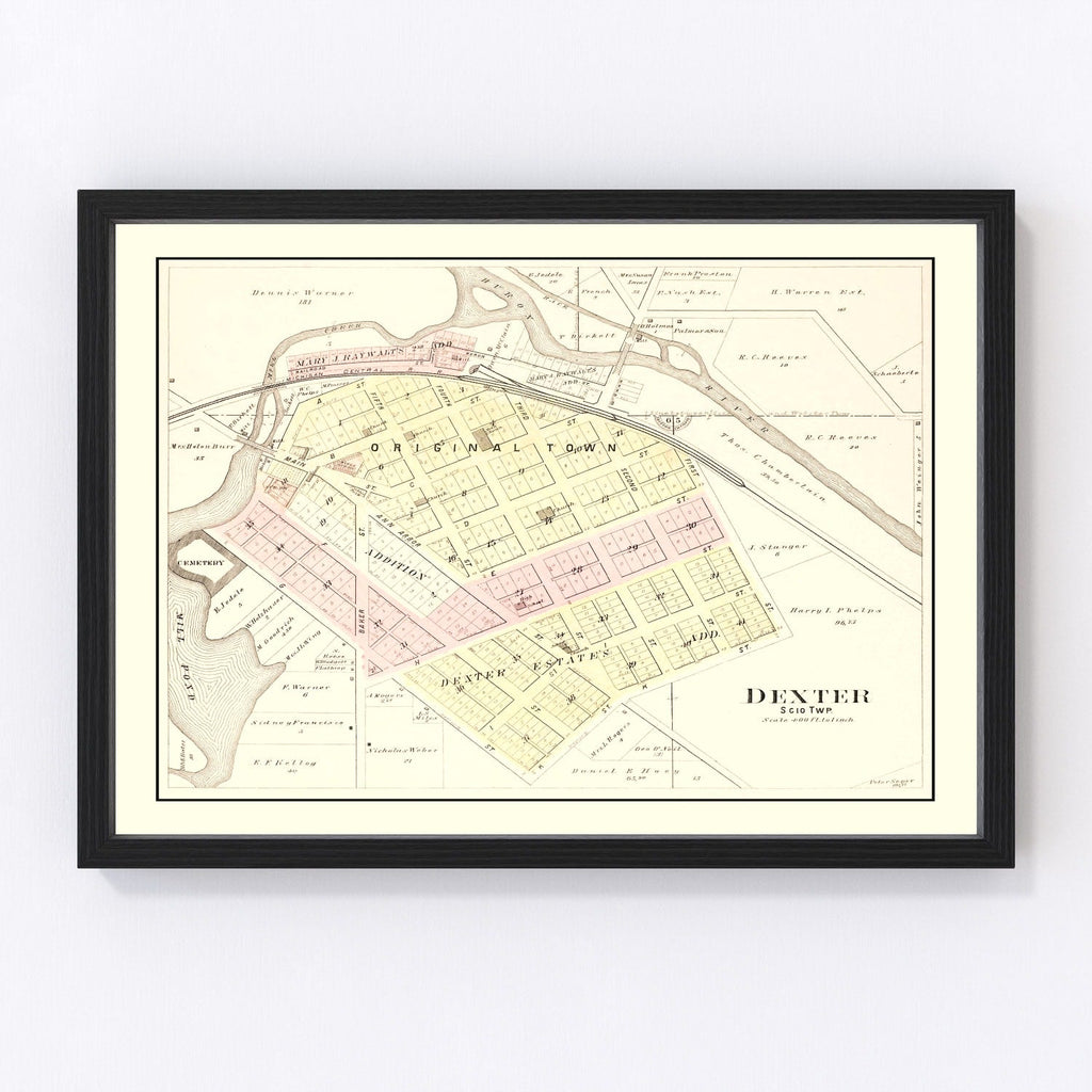 Vintage Map of Dexter, Michigan 1895