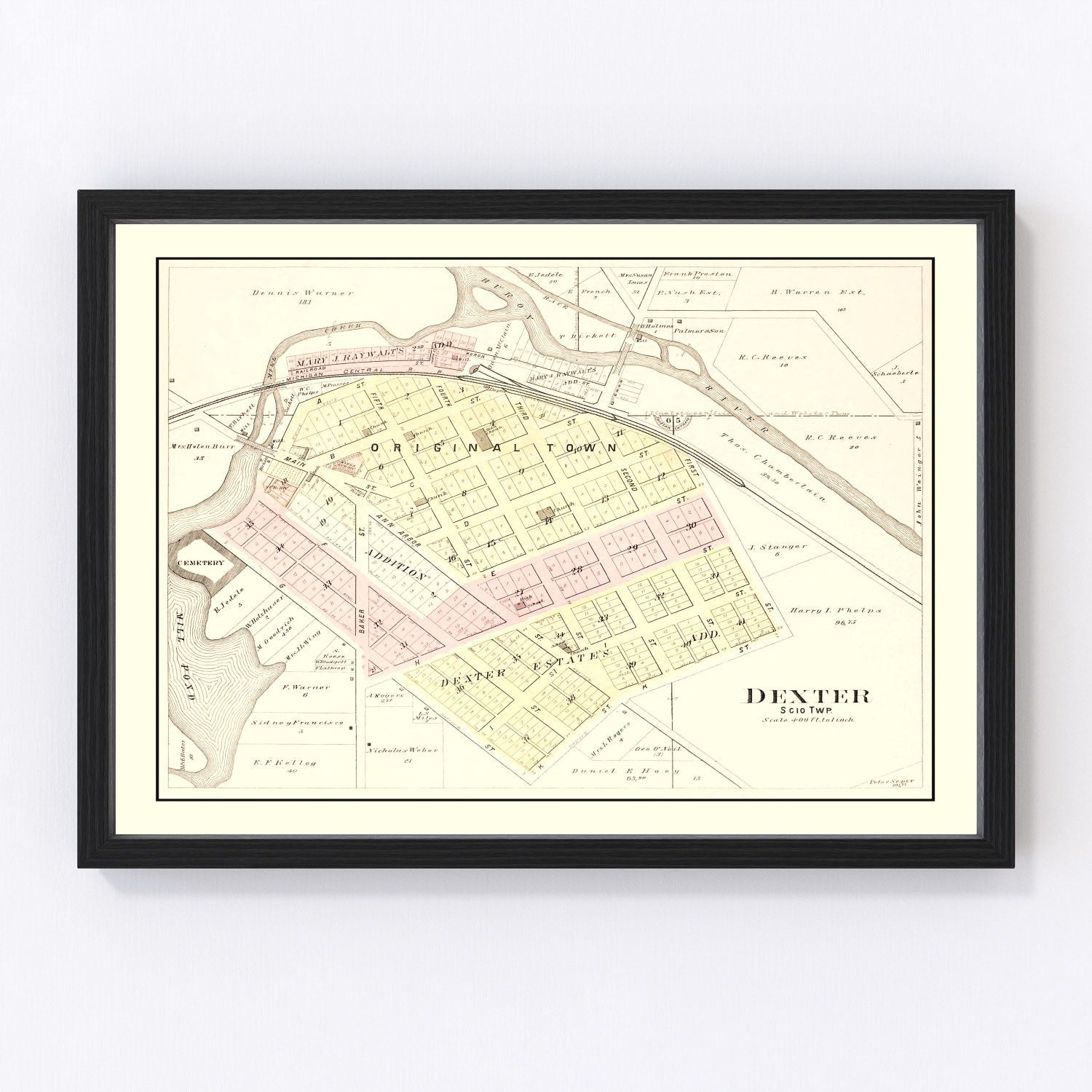Vintage Map of Dexter, Michigan 1895