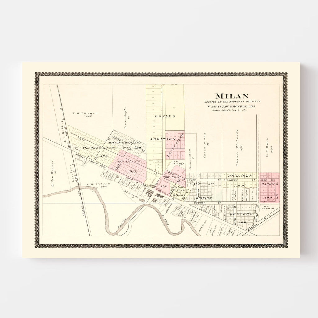 Vintage Map of Milan, Michigan 1895
