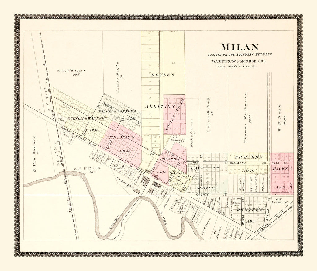 Vintage Map of Milan, Michigan 1895
