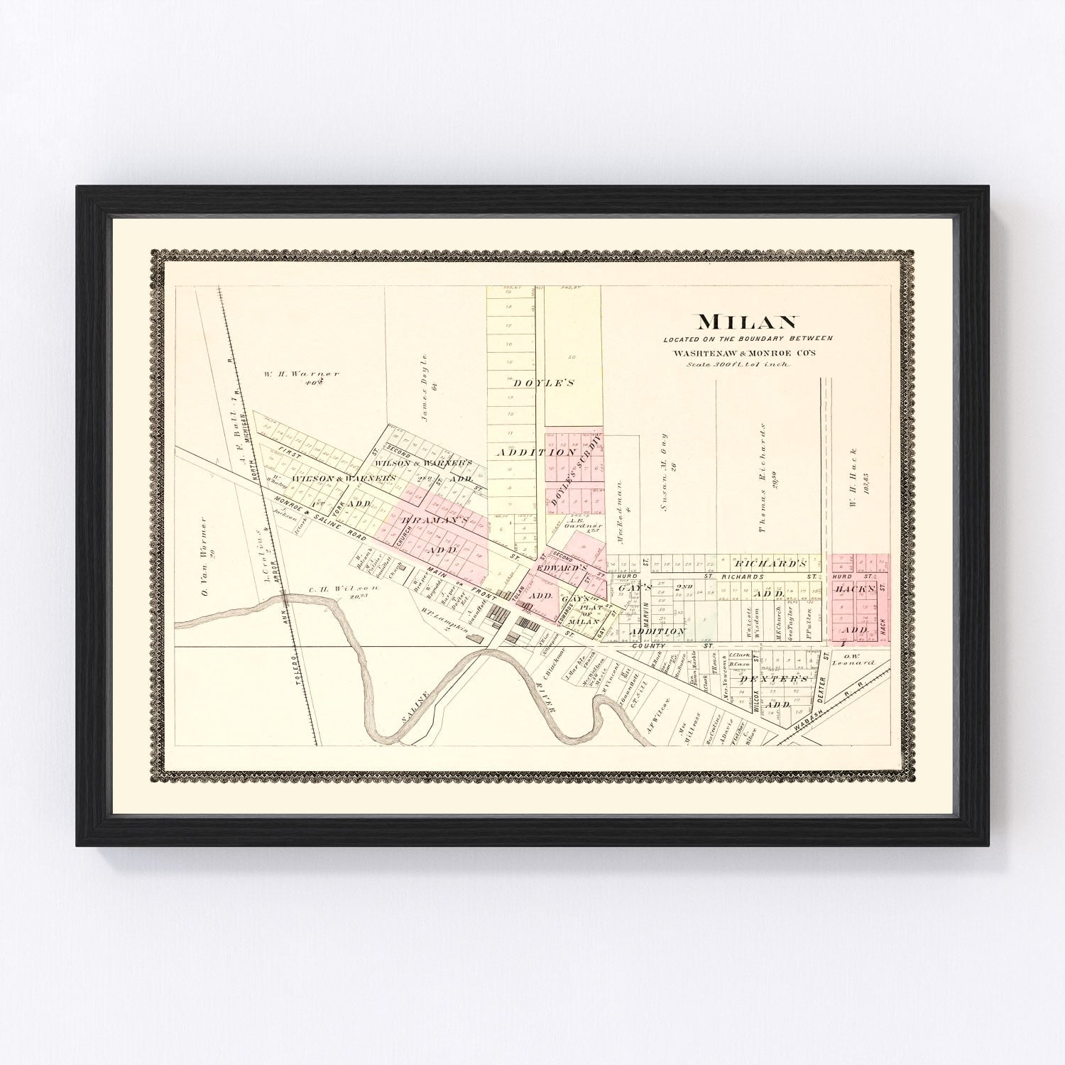 Vintage Map of Milan, Michigan 1895