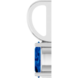 14K White Gold 6x4 mm Natural Blue Sapphire Charm/Pendant – image 3
