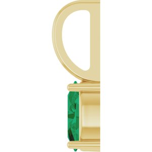 14K Yellow Gold 6x4 mm Natural Emerald Charm/Pendant – image 3