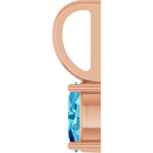 14K Rose Gold 6x4 mm Natural Blue Zircon Charm/Pendant – image 3