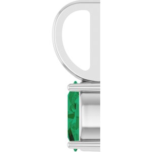 14K White Gold 6x4 mm Natural Emerald Charm/Pendant – image 3