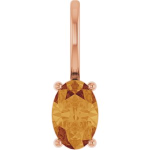14K Rose 6x4 mm Natural Citrine Charm/Pendant
