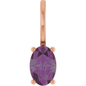 14K Rose Gold 6x4 mm Lab-Grown Alexandrite Charm/Pendant