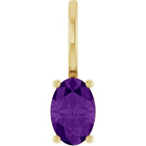 14K Yellow Gold 6x4 mm Natural Amethyst Charm/Pendant