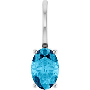 Sterling Silver 6x4 mm Natural Aquamarine Charm/Pendant