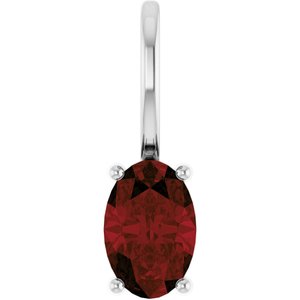Sterling Silver 6x4 mm Natural Mozambique Garnet Charm/Pendant