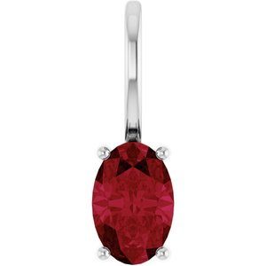 Sterling Silver 6x4 mm Natural Ruby Charm/Pendant