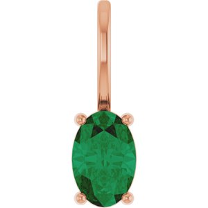 14K Rose Gold 6x4 mm Natural Emerald Charm/Pendant