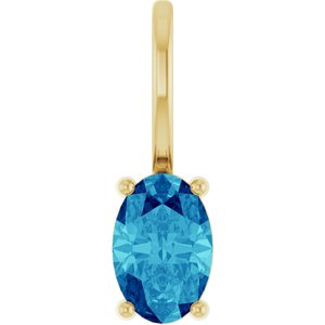14K Yellow Gold 6x4 mm Natural Blue Zircon Charm/Pendant