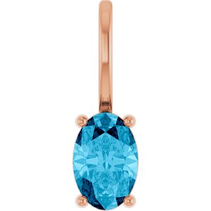 14K Rose 6x4 mm Natural Aquamarine Charm/Pendant