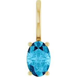 14K Yellow Gold 6x4 mm Natural Aquamarine Charm/Pendant