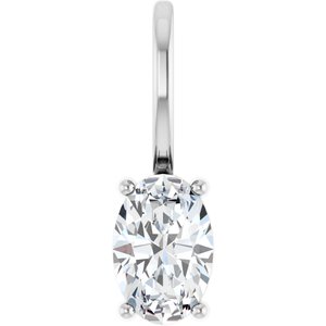 Platinum 6x4 mm Natural White Sapphire Charm/Pendant