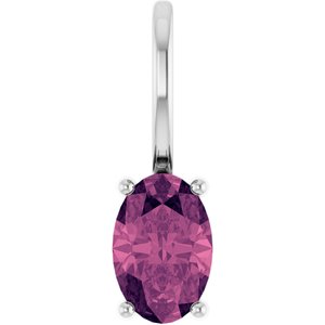 Sterling Silver 6x4 mm Natural Pink Tourmaline Charm/Pendant