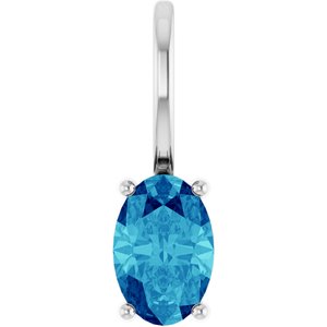 Platinum 6x4 mm Natural Blue Zircon Charm/Pendant