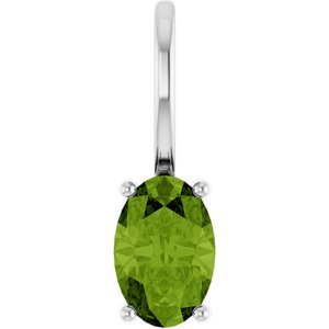 14K White Gold 6x4 mm Natural Peridot Charm/Pendant