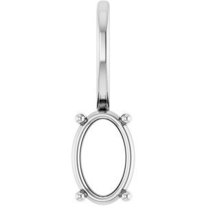 10K White Gold 6x4 mm Oval Charm/Pendant Mounting – image 2