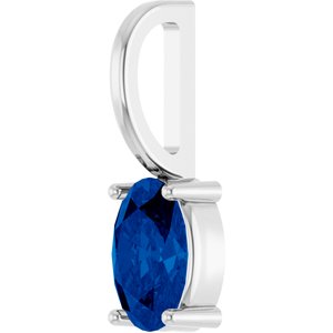 14K White Gold 6x4 mm Natural Blue Sapphire Charm/Pendant – image 2