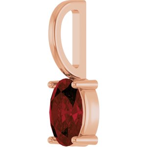 14K Rose Gold 6x4 mm Natural Mozambique Garnet Charm/Pendant – image 2