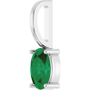 Platinum 6x4 mm Natural Emerald Charm/Pendant – image 2