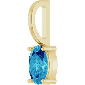 14K Yellow Gold 6x4 mm Natural Blue Zircon Charm/Pendant – image 2