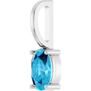 Sterling Silver 6x4 mm Natural Aquamarine Charm/Pendant – image 2