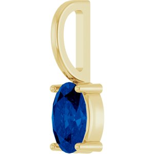 14K Yellow Gold 6x4 mm Natural Blue Sapphire Charm/Pendant – image 2