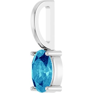 14K White Gold 6x4 mm Natural Blue Zircon Charm/Pendant