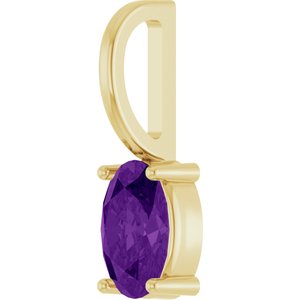14K Yellow Gold 6x4 mm Natural Amethyst Charm/Pendant – image 2