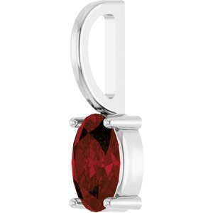 Sterling Silver 6x4 mm Natural Mozambique Garnet Charm/Pendant – image 2