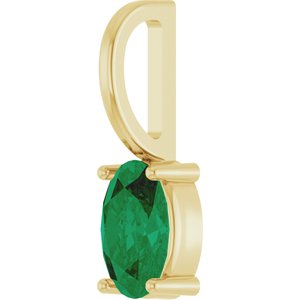 14K Yellow Gold 6x4 mm Natural Emerald Charm/Pendant – image 2