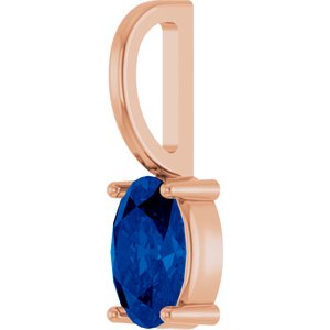 14K Rose 6x4 mm Lab-Grown Blue Sapphire Charm/Pendant