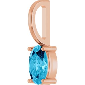 14K Rose Gold 6x4 mm Natural Aquamarine Charm/Pendant – image 2
