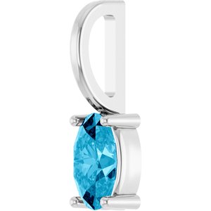 14K White 5x3 mm Natural Aquamarine Charm/Pendant