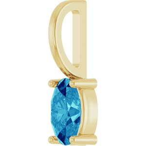 14K Yellow Gold 5x3 mm Natural Blue Zircon Charm/Pendant