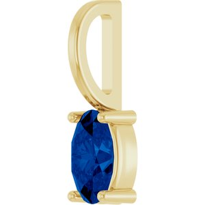 14K Yellow Gold 5x3 mm Natural Blue Sapphire Charm/Pendant – image 2
