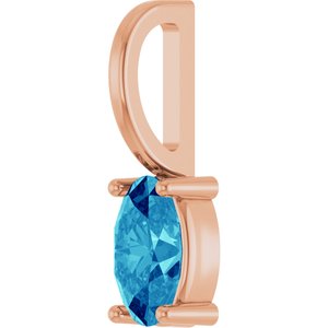 14K Rose 5x3 mm Natural Blue Zircon Charm/Pendant
